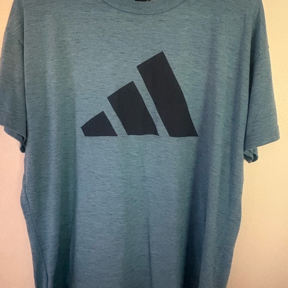 adidas Teal Heather Short-Sleeve Logo Tee